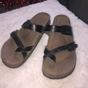 Madden black and brown footbed sandals